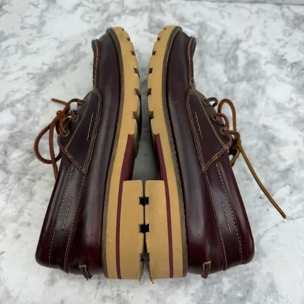 SPERRY Top-Sider 3-eye Dark Brown Leather Lug Moc Toe Boat Shoes Women’s Sz 8